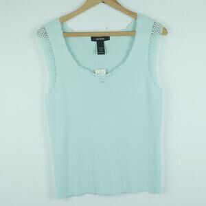 Express Large Tank Top Pastel Blue Knit Coquette 90s Express Dainty Feminine VTG